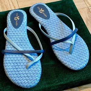 Yosi Samra Triple Strap Flip-Flop - Skylight Blue